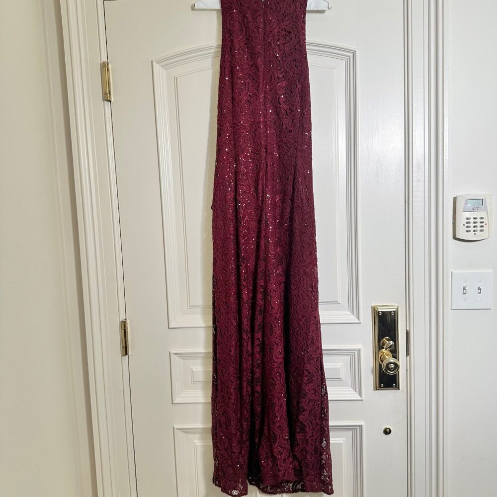 Alex Evening-Wine Lace Gown-12 - Picture 3 of 5